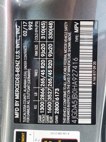 4JGDA5JB0HA927416 - 2017 MERCEDES-BENZ GLE 350 灰色 照片 13