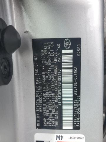 4T1BF3EK0BU192143 - 2011 TOYOTA CAMRY BASE Gümüş foto 13