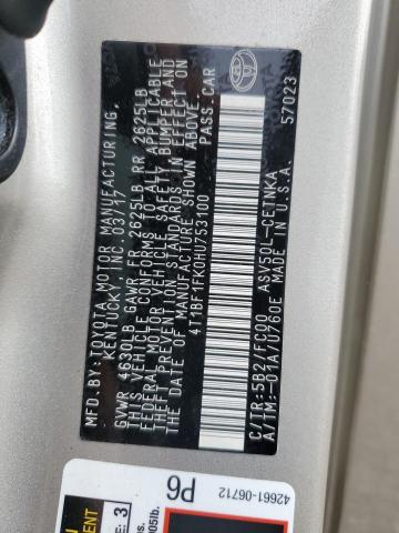 4T1BF1FK0HU753100 - 2017 TOYOTA CAMRY LE BEIGE photo 12