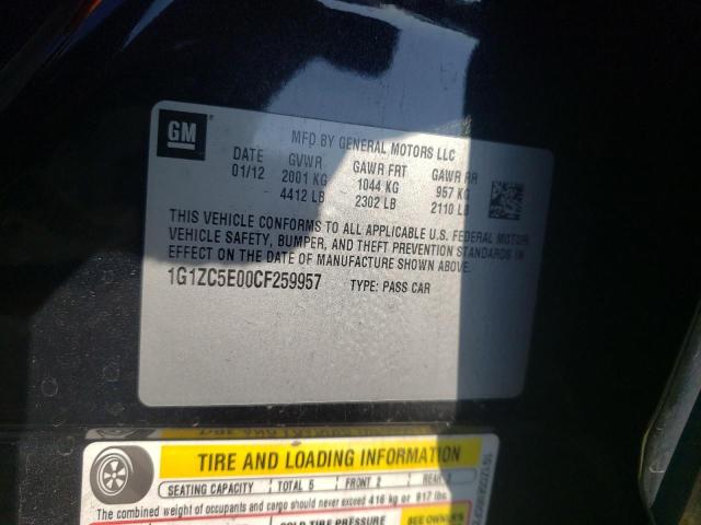 1G1ZC5E00CF259957 - 2012 CHEVROLET MALIBU 1LT BLACK photo 12