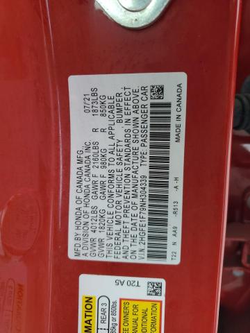 2HGFE1F79NH304339 - 2022 HONDA CIVIC EX RED photo 12