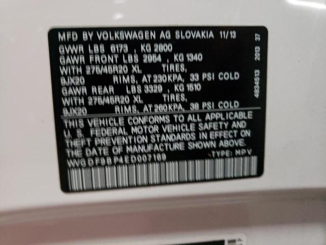 WVGDF9BP4ED007169 - 2014 VOLKSWAGEN TOUAREG V6 WHITE photo 12