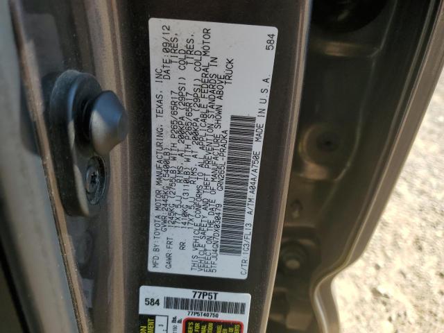 5TFJU4GN7DX030479 - 2013 TOYOTA TACOMA DOUBLE CAB PRERUNNER GRAY photo 12