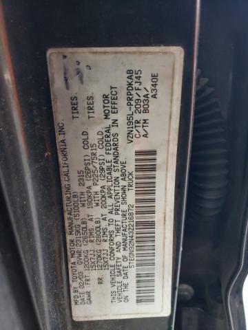 5TEGN92N43Z216872 - 2003 TOYOTA TACOMA DOUBLE CAB PRERUNNER BLACK photo 12