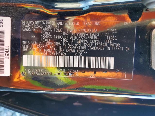 5TFRY5F12BX113469 - 2011 TOYOTA TUNDRA DOUBLE CAB SR5 BLACK photo 13