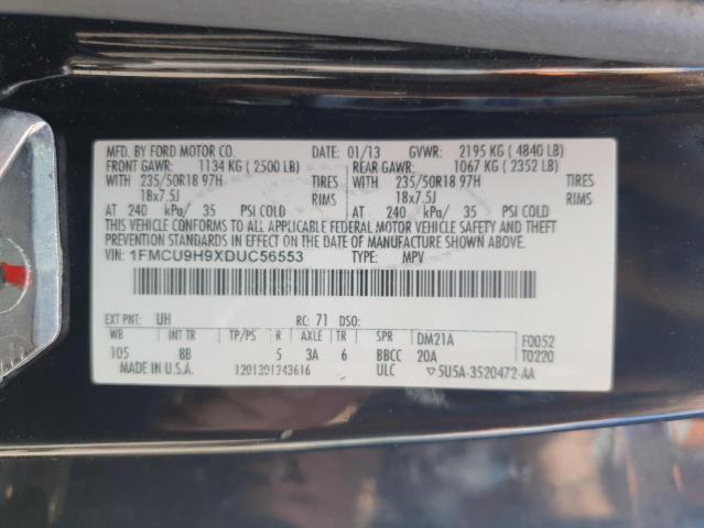 1FMCU9H9XDUC56553 - 2013 FORD ESCAPE SEL შავი ფოტო 13