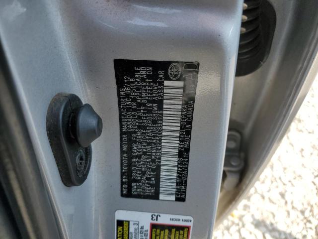 2T1BU4EE5CC898176 - 2012 TOYOTA COROLLA BASE Gümüş fotoğraf 12