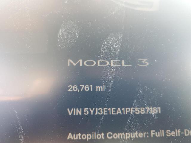 5YJ3E1EA1PF587181 - 2023 TESLA MODEL 3 Ağ foto 9