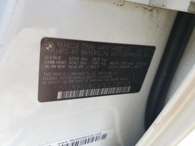 5UXFG8C51CLZ97149 - 2012 BMW X6 XDRIVE50I WHITE photo 12