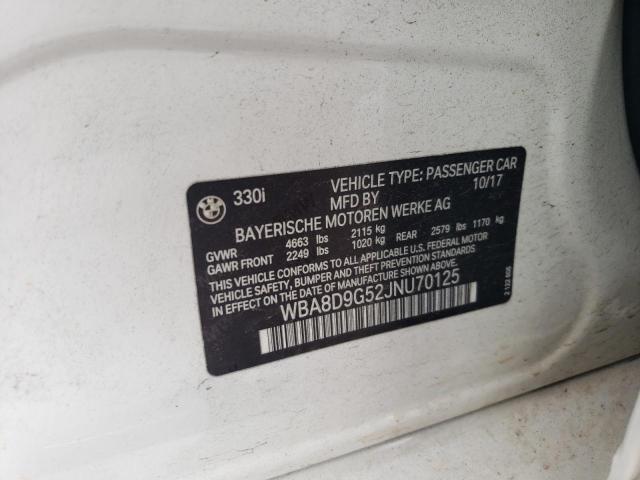 WBA8D9G52JNU70125 - 2018 BMW 330 XI WHITE photo 12