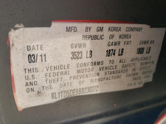 KL1TD5DE8BB230372 - 2011 CHEVROLET AVEO LS 蓝色 照片 12