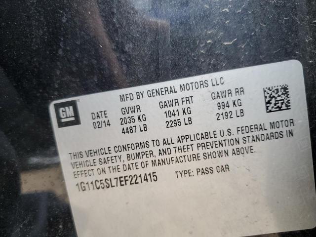 1G11C5SL7EF221415 - 2014 CHEVROLET MALIBU 1LT Қара фото 12