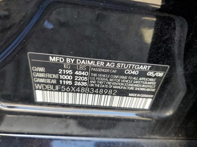 WDBUF56X48B348982 - 2008 MERCEDES-BENZ E 350 BLACK photo 12