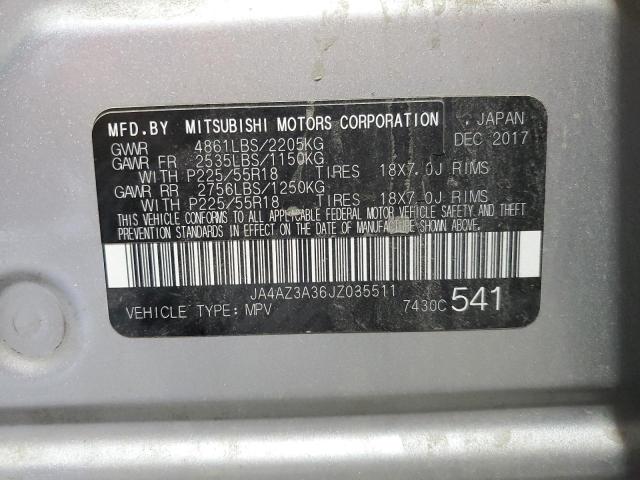 JA4AZ3A36JZ035511 - 2018 MITSUBISHI OUTLANDER SE ვერცხლისფერი ფოტო 14