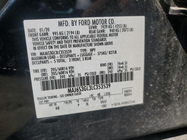 MAJ6S3GL3LC353539 - 2020 FORD ECOSPORT SE Սև լուսանկար 14