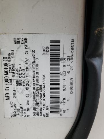 1FMEU74868UA15508 - 2008 FORD EXPLORER EDDIE BAUER თეთრი ფოტო 13