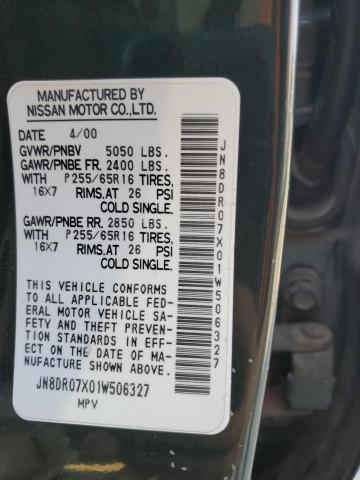 JN8DR07X01W506327 - 2001 NISSAN PATHFINDER LE 绿色 照片 13