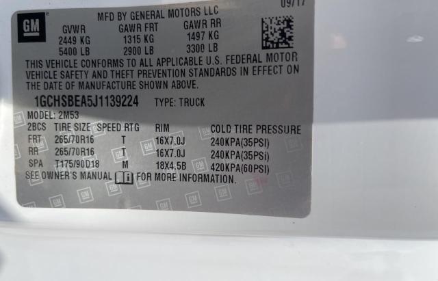 1GCHSBEA5J1139224 - 2018 CHEVROLET COLORADO WHITE photo 10