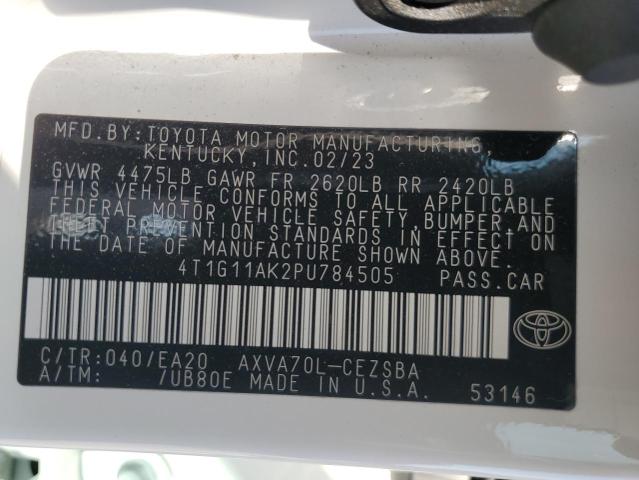 4T1G11AK2PU784505 - 2023 TOYOTA CAMRY SE NIGHT SHADE WHITE photo 13
