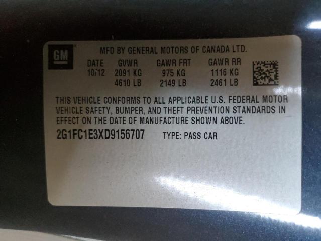 2G1FC1E3XD9156707 - 2013 CHEVROLET CAMARO LT BLUE photo 12