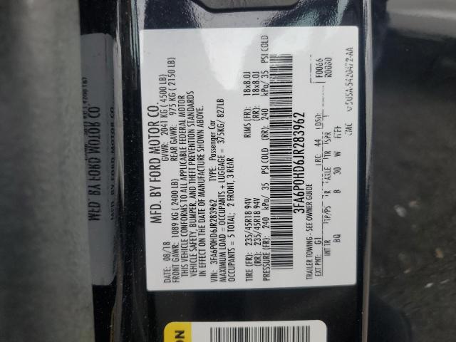 3FA6P0HD6JR283962 - 2018 FORD FUSION SE Սև լուսանկար 12