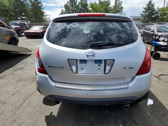 JN8AZ08W26W509780 - 2006 NISSAN MURANO SL SILVER photo 6