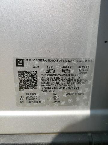 3GNAXHEV1KS624721 - 2019 CHEVROLET EQUINOX LS 银色 照片 12