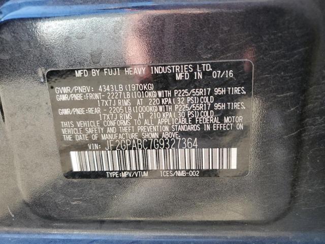 JF2GPABC7G9327364 - 2016 SUBARU CROSSTREK PREMIUM 灰色 照片 12