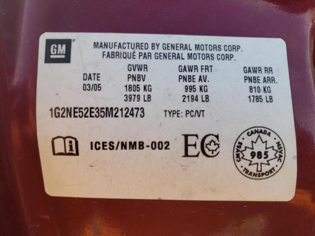 1G2NE52E35M212473 - 2005 PONTIAC GRAND AM SE RED photo 12