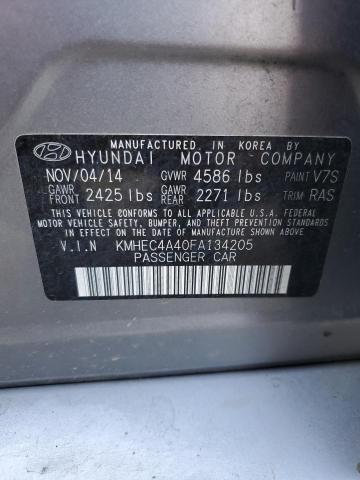 KMHEC4A40FA134205 - 2015 HYUNDAI SONATA HYBRID GRAY photo 12