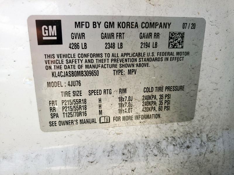 KL4CJASB0MB309650 - 2021 BUICK ENCORE PREFERRED WHITE photo 13