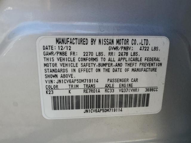 JN1CV6AP5DM719114 - 2013 INFINITI G37 BASE SILVER photo 12