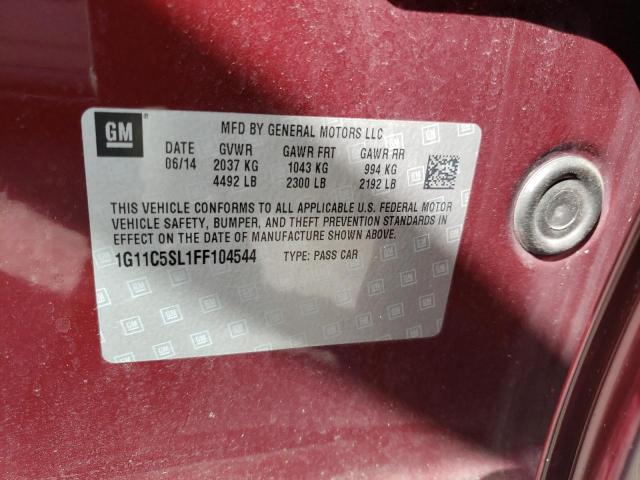 1G11C5SL1FF104544 - 2015 CHEVROLET MALIBU 1LT 红色 照片 12