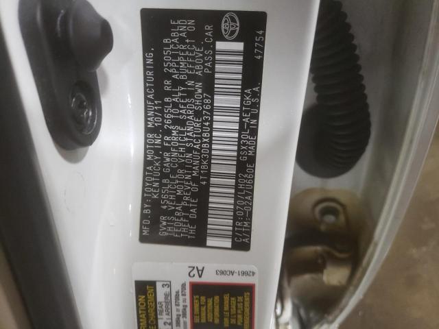 4T1BK3DBXBU437687 - 2011 TOYOTA AVALON BASE Ağ foto 12