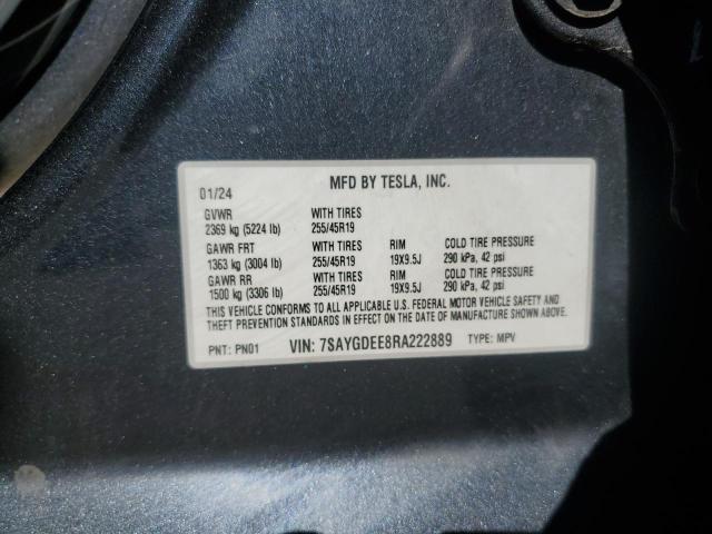 7SAYGDEE8RA222889 - 2024 TESLA MODEL Y Gris photo 13