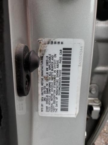 5Y2SM62883Z478122 - 2003 PONTIAC VIBE SILVER photo 12