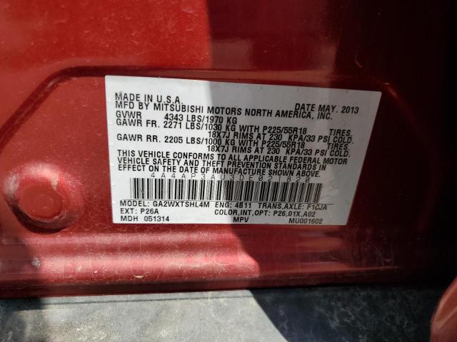 4A4AP3AU3DE021820 - 2013 MITSUBISHI OUTLANDER ES BURGUNDY photo 13