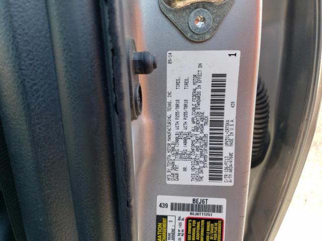 5TFRM5F1XFX083185 - 2015 TOYOTA TUNDRA DOUBLE CAB SR/SR5 SILVER photo 12