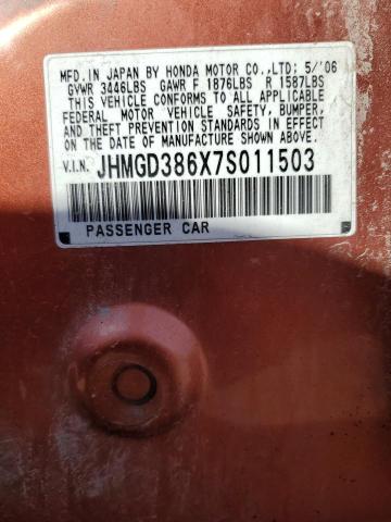 JHMGD386X7S011503 - 2007 HONDA FIT S 橙色 照片 14