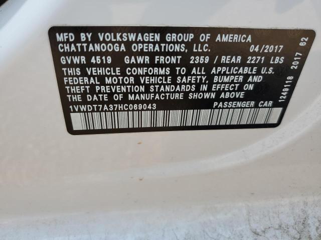 1VWDT7A37HC069043 - 2017 VOLKSWAGEN PASSAT R-LINE Weiß Foto 13
