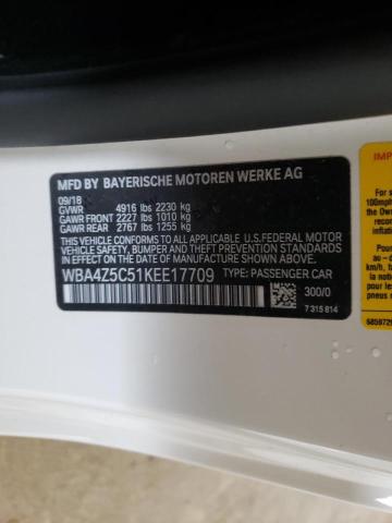 WBA4Z5C51KEE17709 - 2019 BMW 440I WHITE photo 13