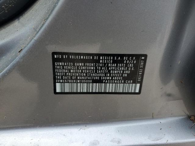 3VWC57BUXLM105098 - 2020 VOLKSWAGEN JETTA S SILVER photo 12