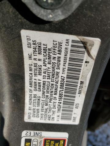 1HGFA16887L088347 - 2007 HONDA CIVIC EX GRAY photo 13