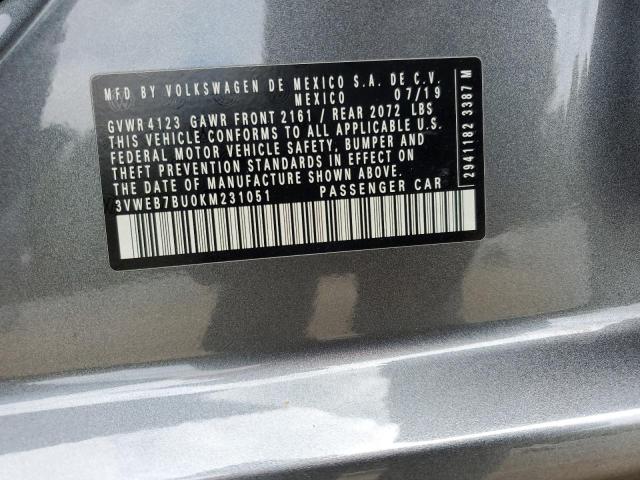 3VWEB7BU0KM231051 - 2019 VOLKSWAGEN JETTA SEL 灰色 照片 12