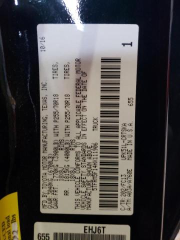 5TFRM5F14HX111906 - 2017 TOYOTA TUNDRA DOUBLE CAB SR/SR5 BLACK photo 13