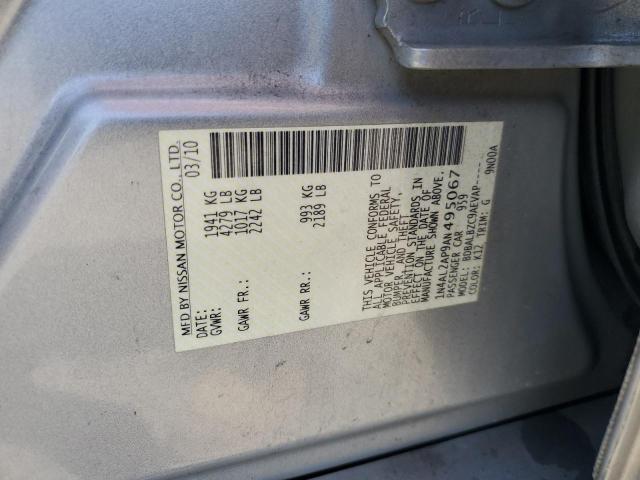 1N4AL2AP9AN495067 - 2010 NISSAN ALTIMA BASE SILVER photo 12
