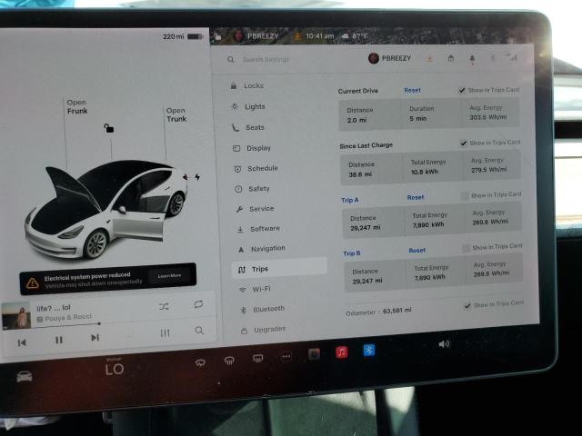5YJ3E1EB3NF119653 - 2022 TESLA MODEL 3 白色 照片 9