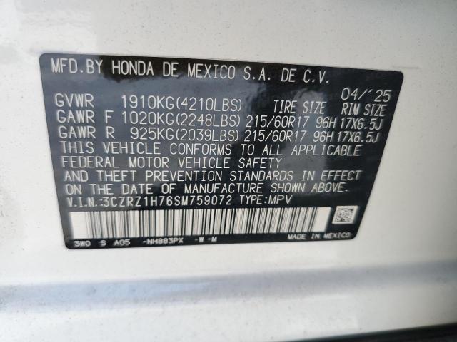3CZRZ1H76SM759072 - 2025 HONDA HR-V EXL Weiß Foto 13