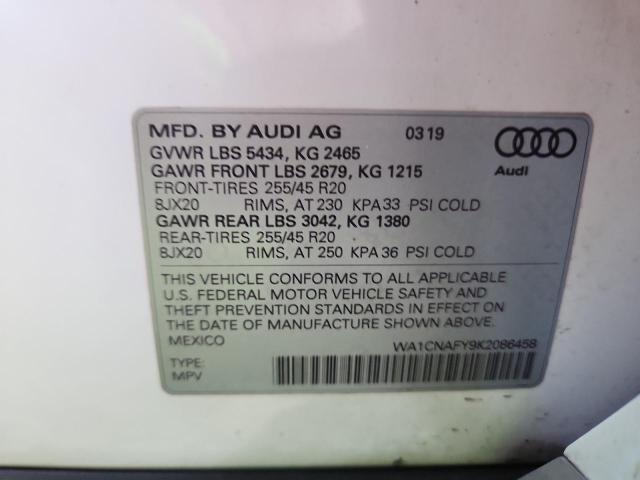 WA1CNAFY9K2086458 - 2019 AUDI Q5 PRESTIGE WHITE photo 14