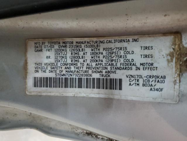 5TEWN72N73Z283806 - 2003 TOYOTA TACOMA XTRACAB SILVER photo 12